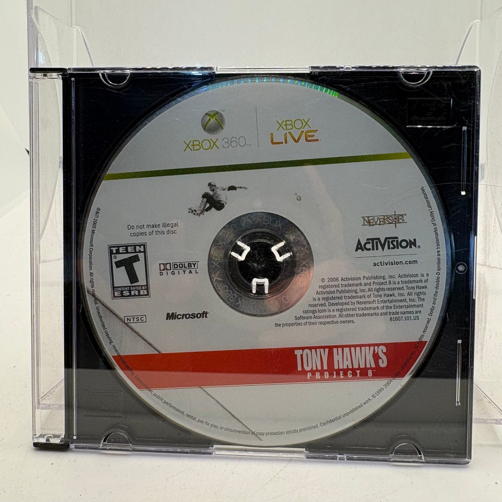 Tony Hawk's Project 8 Xbox 360 Game Disc Activision Neversoft 2006 Microsoft